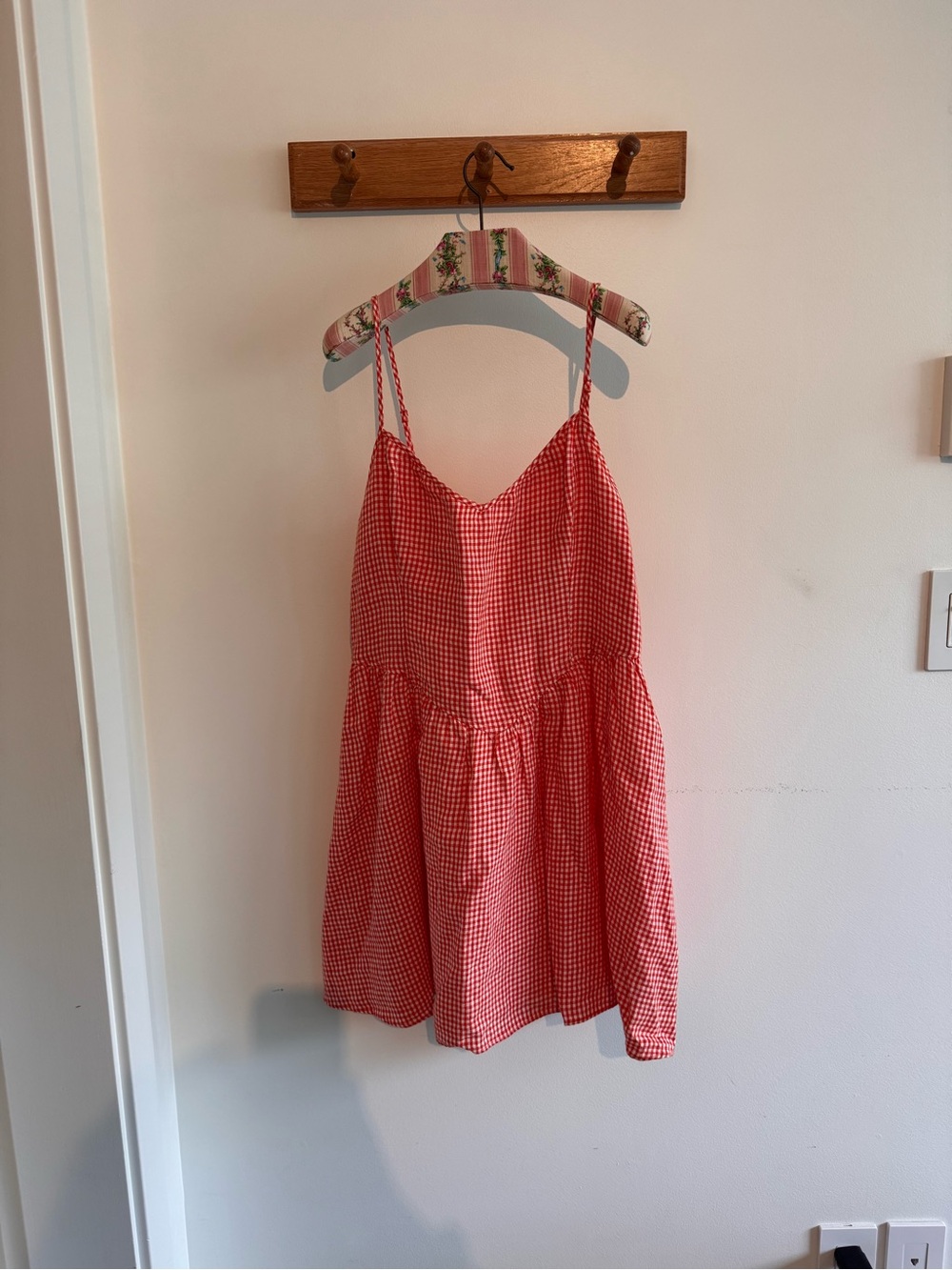 Aritzia Wilfred Orange Gingham Mini Dress Size 12